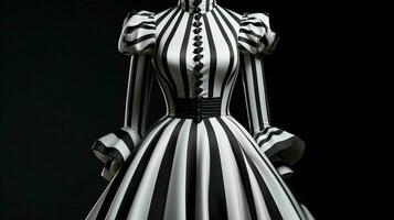 elegant black and white striped garment design photo