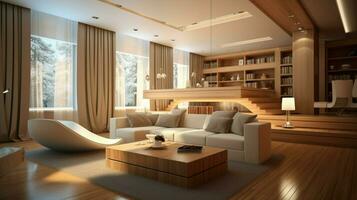 elegant modern room with cozy sofa design photo