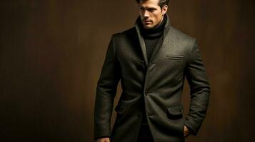 elegant woolen jacket for men winter fashion photo
