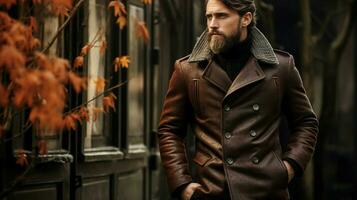 elegant woolen jacket for men winter fashion photo