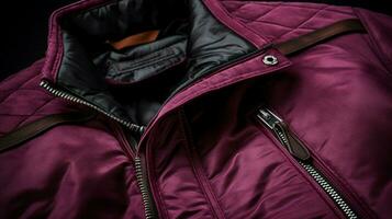 fashionable men winter jacket with zipper close up photo