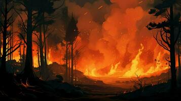 flames engulf the forest nature inferno burning photo