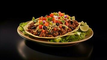 fresh gourmet meal beef taco salad plate photo