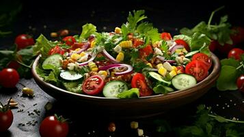 fresh healthy salad with a variety of colorful vegetables photo