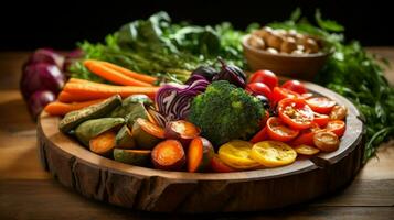 fresh healthy vegetables cooked to perfection on a rustic photo