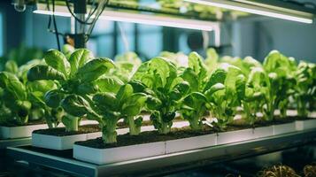 fresh organic vegetables grown indoors in hydroponics photo