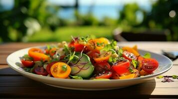 fresh organic vegetarian salad a healthy gourmet summer photo