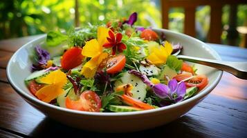fresh organic vegetarian salad a healthy gourmet summer photo