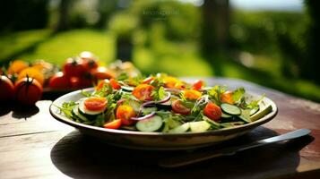 Fresco orgánico vegetariano ensalada un sano gastrónomo verano foto