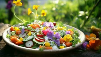 fresh organic vegetarian salad a healthy gourmet summer photo