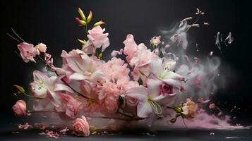 fresh pink petals in a blossoming bouquet photo