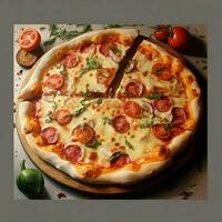 freshly italian pizza with mozzarella cheese slice photo