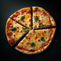 freshly italian pizza with mozzarella cheese slice photo