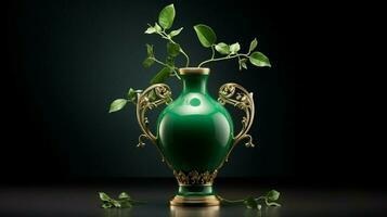 freshness and elegance in a single object a green vase photo