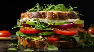 freshness and gourmet bread make a healthy close up sand photo