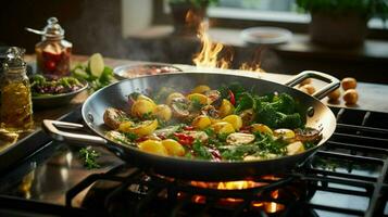freshness and health in a vegetarian meal cooked indoors photo