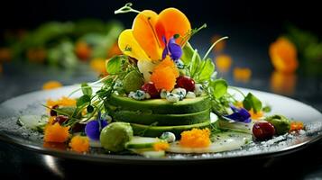 frescura y sano comiendo un gastrónomo vegetariano comida foto