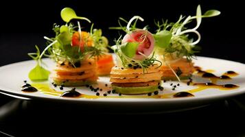 frescura y sano comiendo en un plato de gastrónomo aperitivo foto