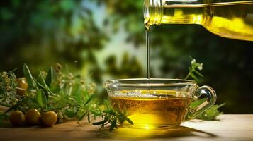 freshness and nature in a close up of healthy cooking oil photo