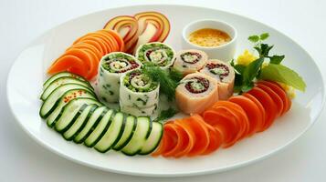 frescura y variedad en un plato un sano gastrónomo almuerzo foto