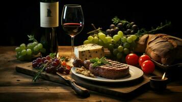 freshness of homemade gourmet meal on rustic wood table photo