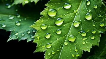 freshness of nature in a close up wet leaf with dew photo