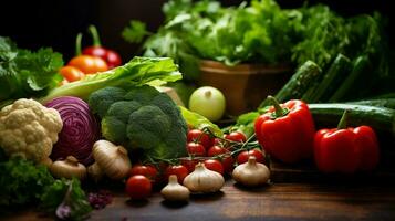 frescura de orgánico vegetales en un sano vegetariano foto