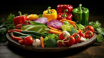 frescura de orgánico vegetales en un sano vegetariano foto