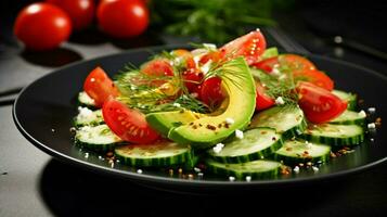 freshness on a plate gourmet salad cucumber avocado photo