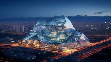 futuristic architecture illuminates beijing modern skylink photo