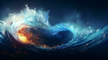 futuristic blue wave design exploding with creativity photo