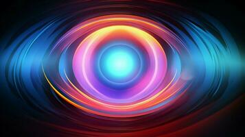 futuristic design of optical lens multi colored glow photo