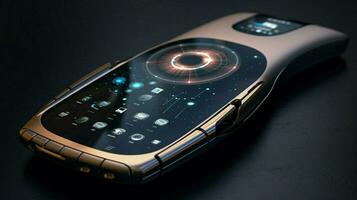 futuristic galaxy mobile phone connects with wireless photo