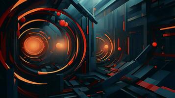 futuristic geometric shapes connect for modern abstract photo