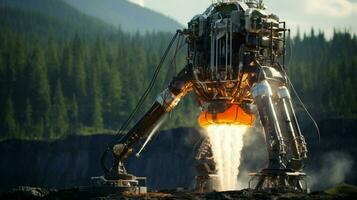 futuristic machinery drills for natural gas outdoors photo