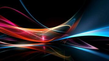 futuristic multi colored abstract design illuminates dark photo