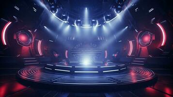 futuristic nightclub with illuminated technology equipment photo