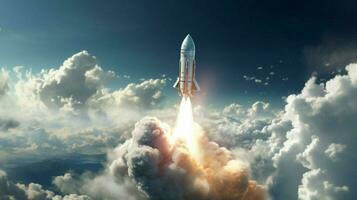 futuristic rocket explores space through technology photo