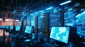 futuristic security system with network server connection photo