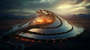 futuristic solar power station generates clean electricity photo