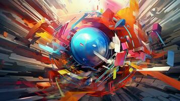 geometric shapes and colors create futuristic chaos photo