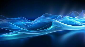 glowing blue wave pattern ignites futuristic technology photo