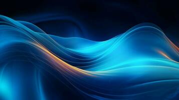 glowing blue wave pattern ignites futuristic technology photo