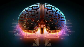 brillante circuito tablero complejo cyborg cerebro diseño foto