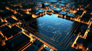 glowing circuit board complex technology inside modern photo