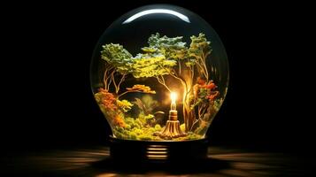 glowing electric lamp illuminates nature bright ideas photo