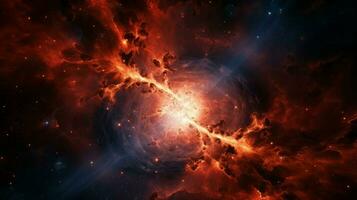 brillante infierno encendido explotando galaxia en espacio foto