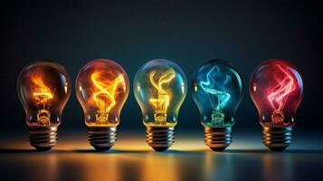 glowing light bulb fuels ideas of innovation photo