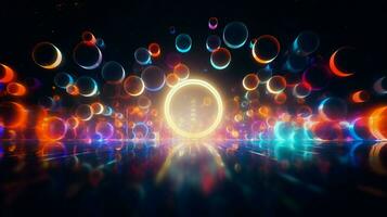 glowing multi colored circles ignite a futuristic backdrop photo