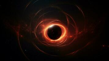 glowing sphere orbits dark planet in space photo